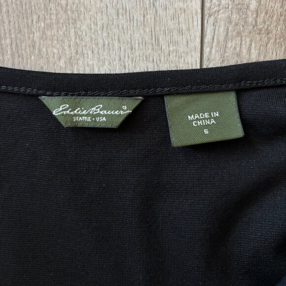 Eddie Bauer Faux Wrap Long Sleeve Black Dress Womens Size Small Travel Comfycore - Picture 4 of 13